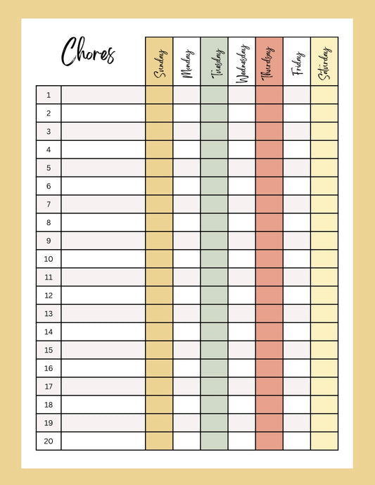 Chores Printable